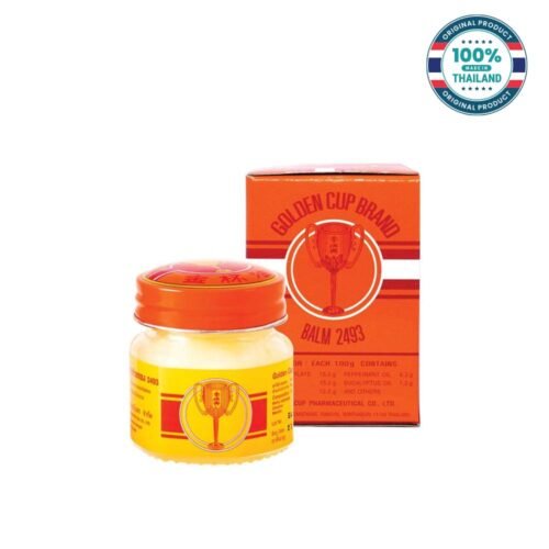 Golden Cup Balm 2493 12g Thai Herbal Pain Relief Balm Thailand