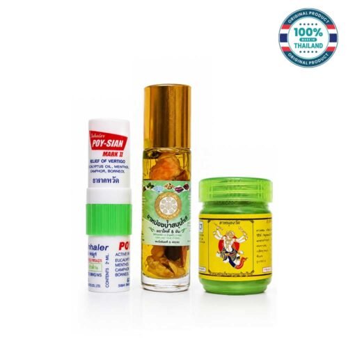 Thai Migraine Relief Combo Thailand Herbal Inhaler and Balm Collection